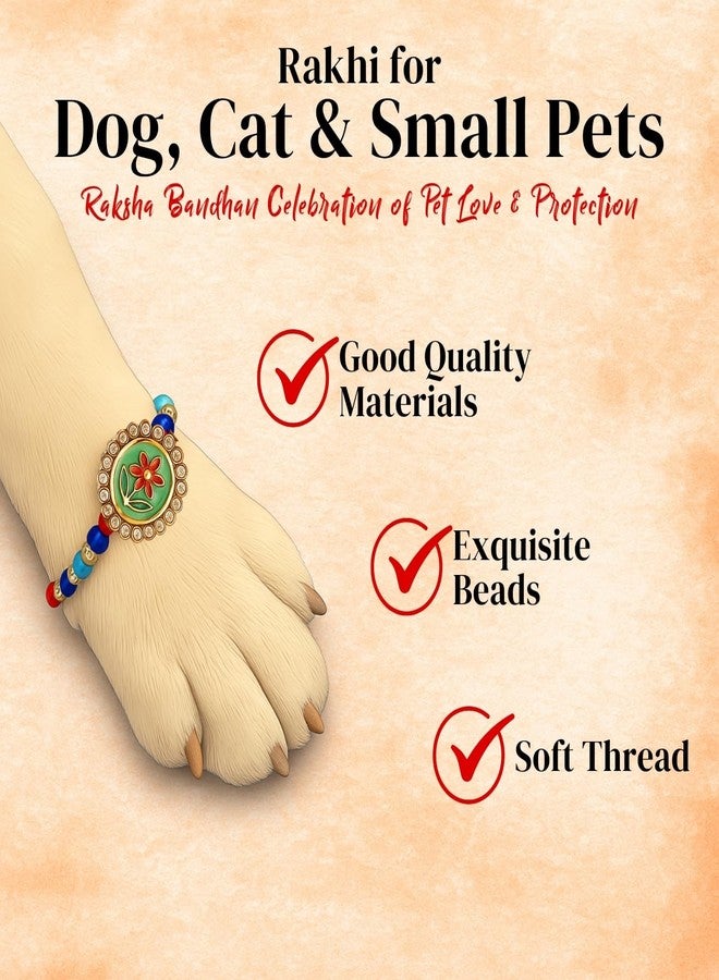 Sage Square Paw Bandhan Rakhi for Dog, Cat & Small Pets | Celebrate Bonds of Love This Raksha Bandhan | Cute Rakhi with Beads, Decorative Threads | Gift for Pet Lovers & Furry Companions (Type 1) - Image 4